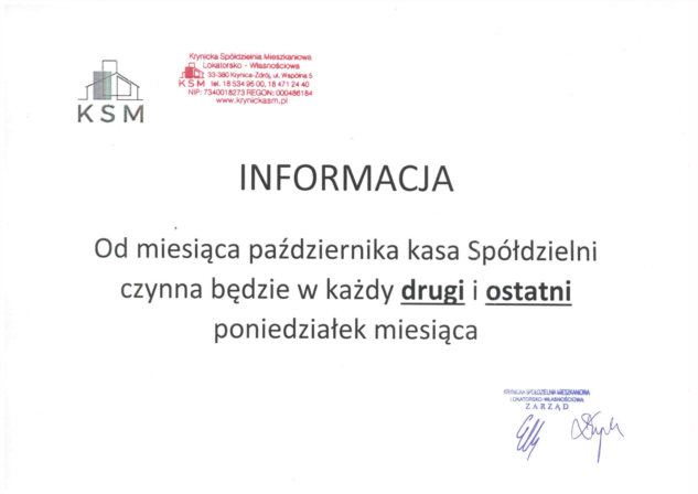 godziny otwarcia kasy